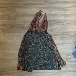 Cute satin halter dress with low back!